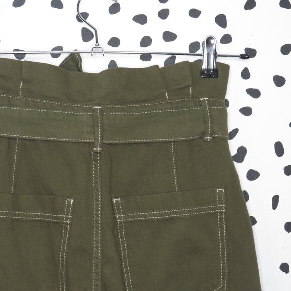 Free People Green Splendor in the Grass Paperbag Waist Utility Mini Skirt - Picture 6 of 9